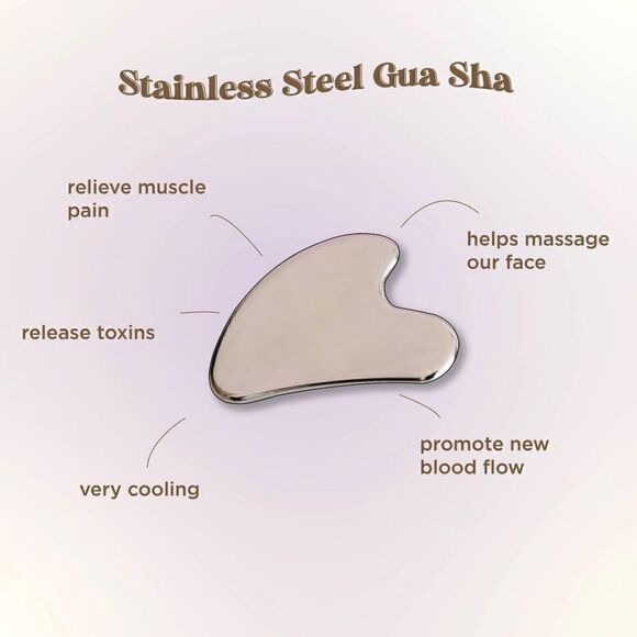 NEW WITH BOX STAINLESS STEEL GUA SHA SILVER - Picture 8 of 9